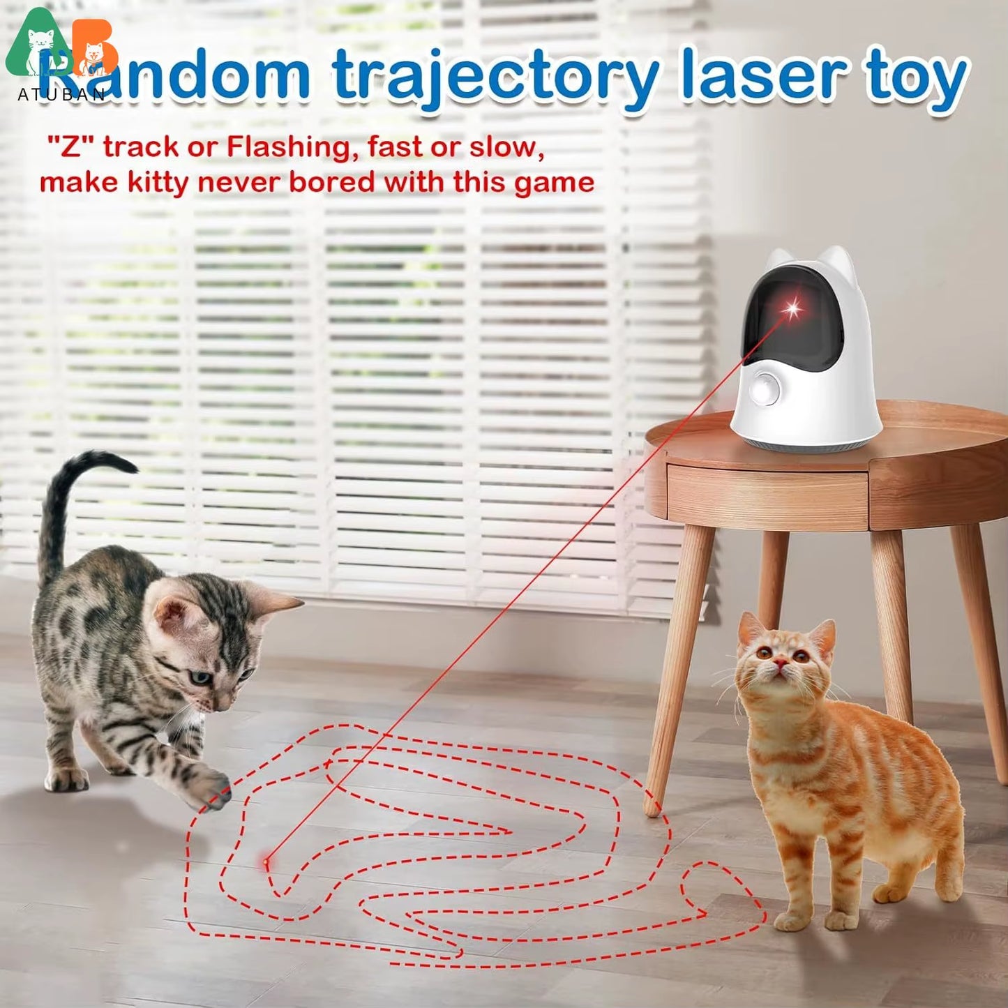 Laser Cat Toys with Real Random Trajectory, Automatic Cat Laser Toy Rechargeable Interactive Cat Toys for Indoor Cats