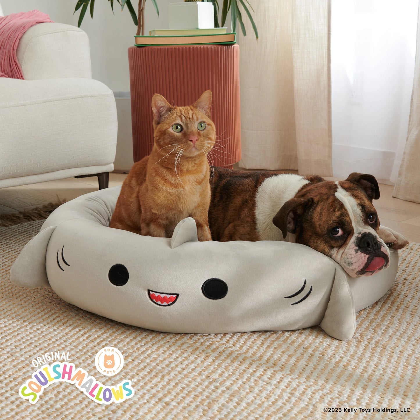 30 Inch Gray Shark Pet Bed - Large Ultra Soft Plush Pet Bed