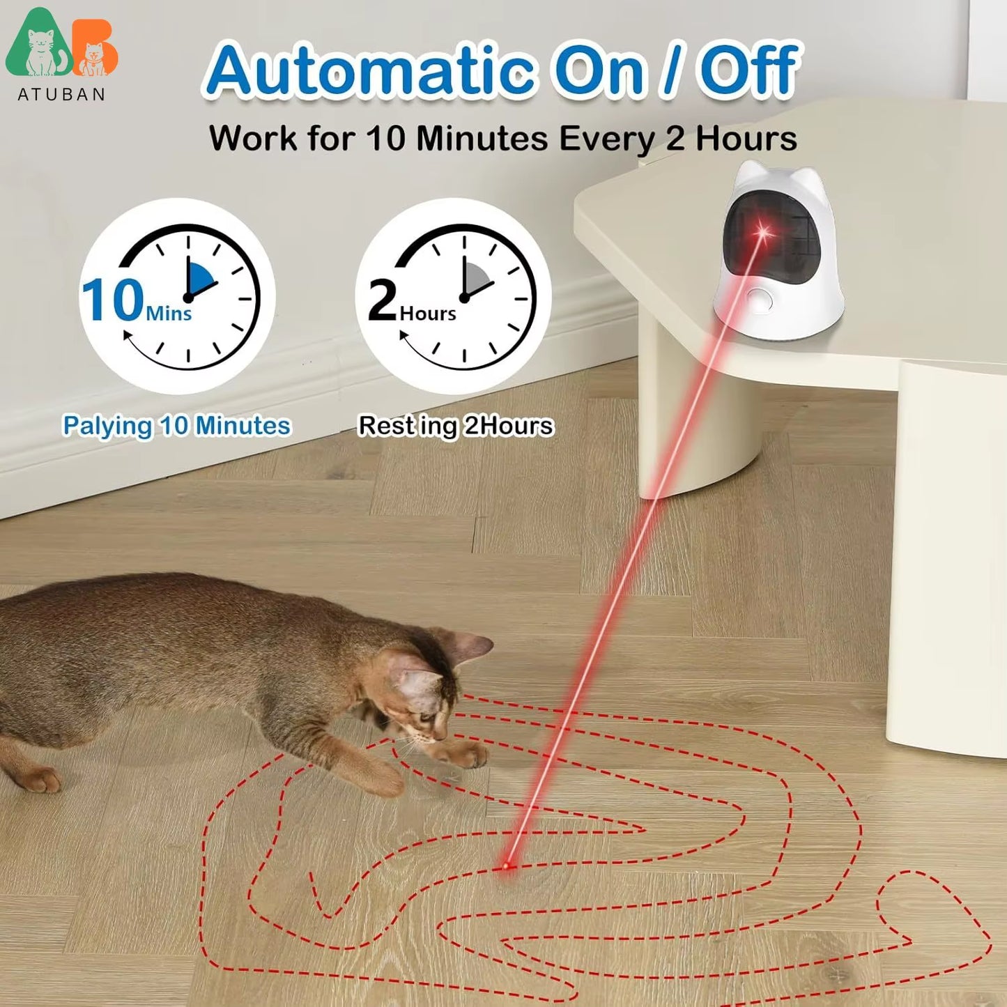 Laser Cat Toys with Real Random Trajectory, Automatic Cat Laser Toy Rechargeable Interactive Cat Toys for Indoor Cats