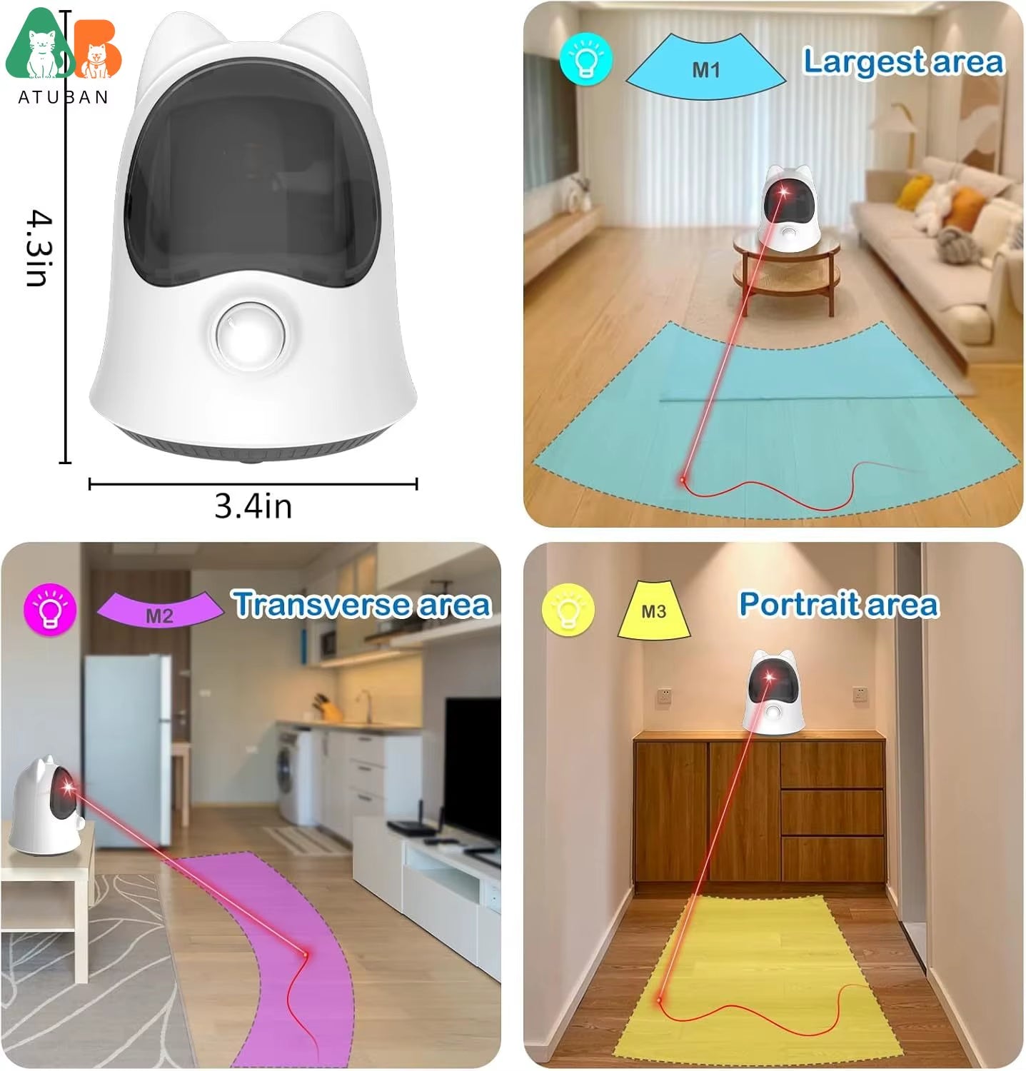 Laser Cat Toys with Real Random Trajectory, Automatic Cat Laser Toy Rechargeable Interactive Cat Toys for Indoor Cats