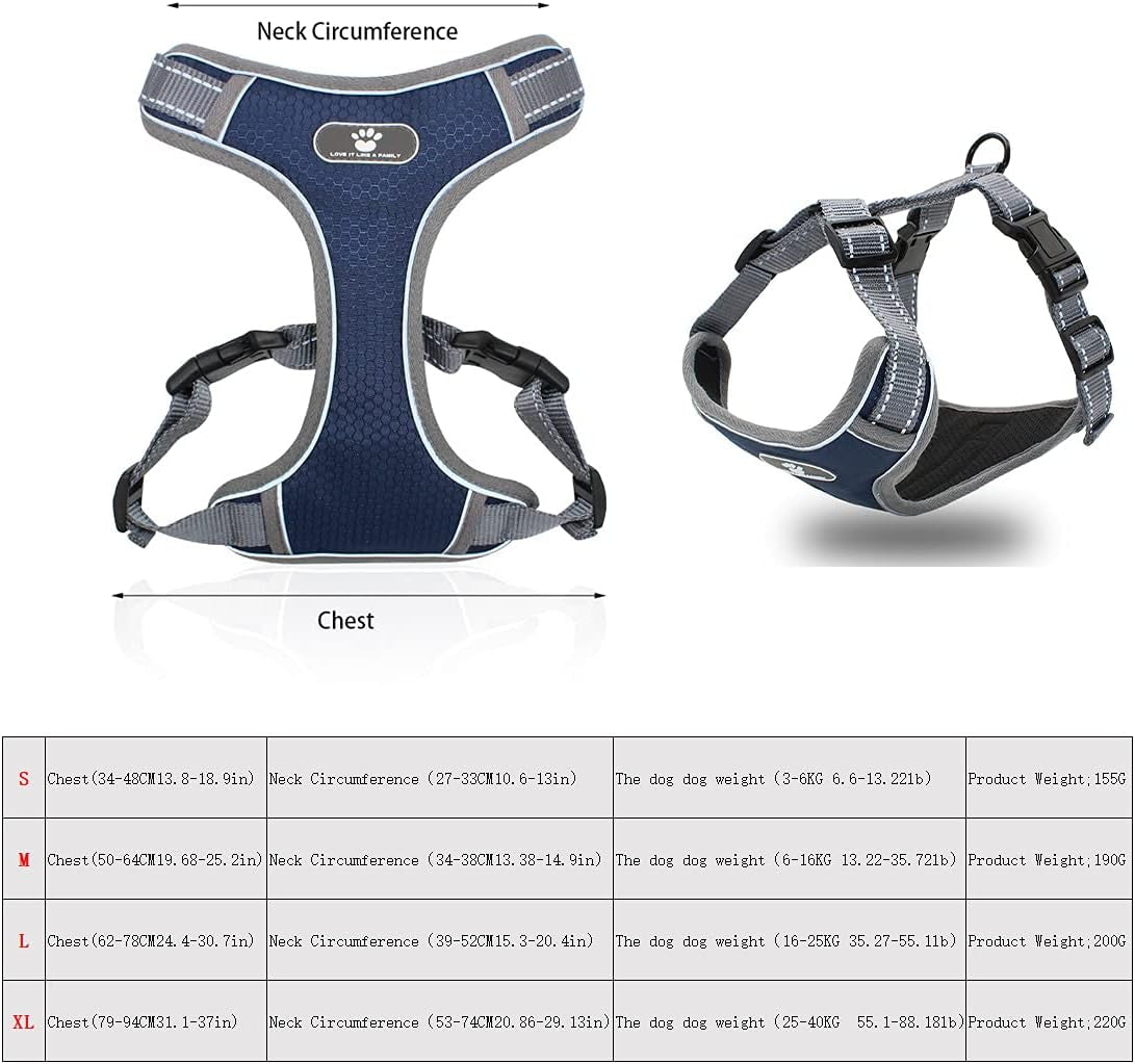 Dog Collar Harnesses Leashes Traction Rope for Dogs Reflectivedog Collars Breathable Nylon Belt Dog Collars Washable Dog Collars Portable Traveldog Collars Multiple Colors… (XL, Dark Blue)