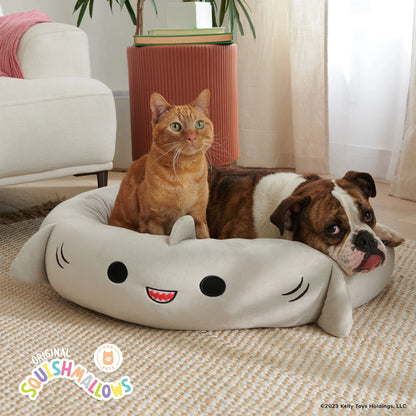30 Inch Gray Shark Pet Bed - Large Ultra Soft Plush Pet Bed