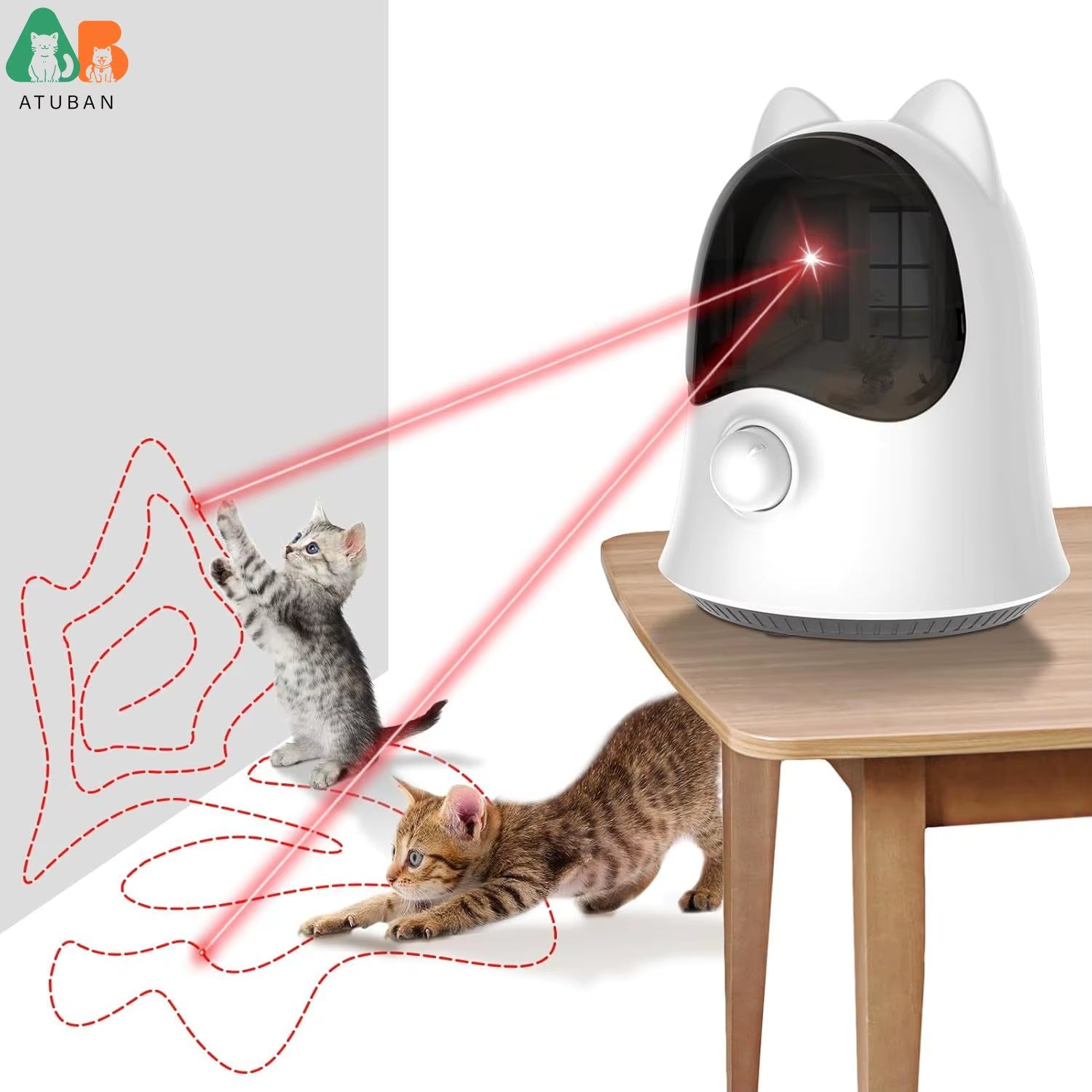 Laser Cat Toys with Real Random Trajectory, Automatic Cat Laser Toy Rechargeable Interactive Cat Toys for Indoor Cats