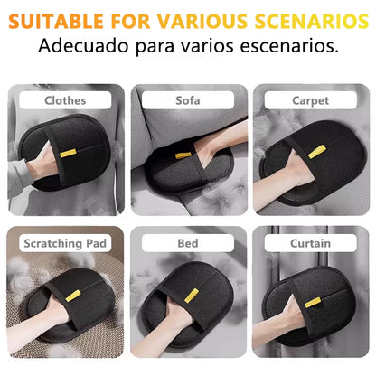 Reusable Double-Sided Pet Hair Removal Glove Anti-Static Grooming Tool for Cats Dogs Soft Brush Mitt for Furniture Carpet Cloth